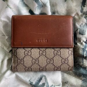 Gucci French Flap Wallet - GG Supreme Brown
